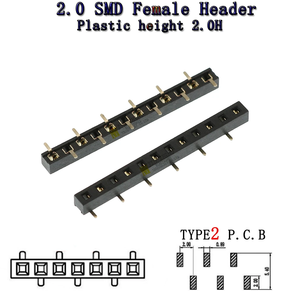 10 PZ SMD TYPE2 Passo 2.0 MM H2.0 singola fila patch verticale dislocazione fila singola fila ago sede madre 1X4p5p6p8p10p ~ 12p
