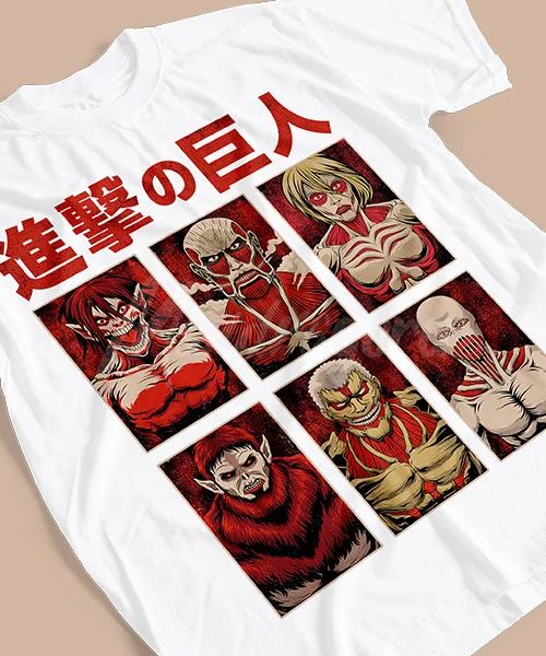 T-shirt For Anime Attack on Titan Principales Titanes