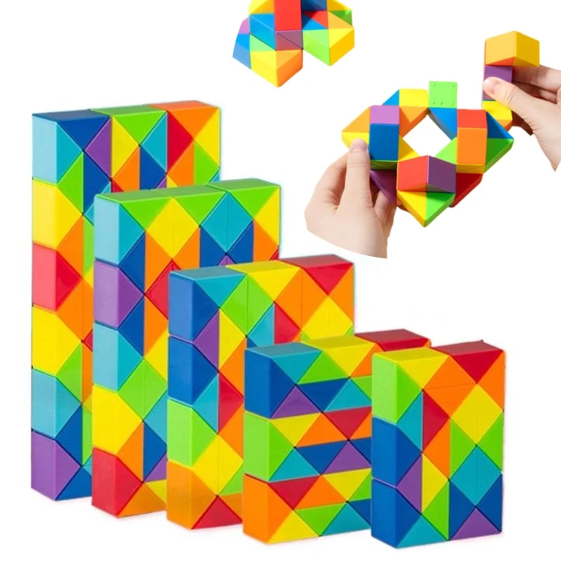 Dingsheng 24 and 36 48  Segments Magic Rule Snake multi-color 3d puzzle fidget gam Fidge Cube Twist Transformable Kid Puzzle