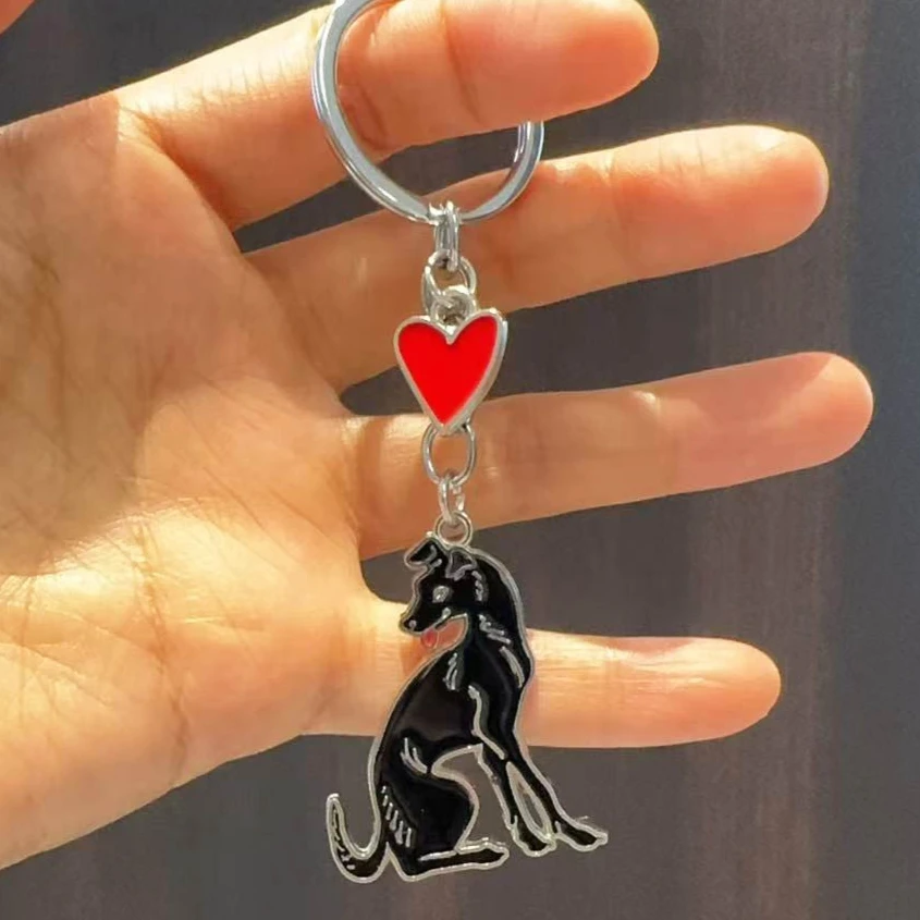 Pet dog Greyhound Keychain Keyring Pendant Women and Men Jewelry Gift