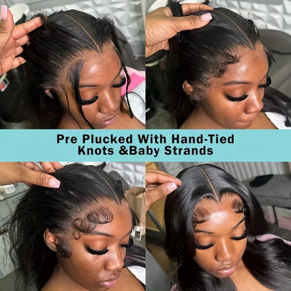 13x6 Lace Front Wigs Human Hair for Women 200 Density 13x6 HD Transparent Lace Front Wigs Human Hair Pre Plucked Straight Glueless Lace Frontal Wigs Natural Black