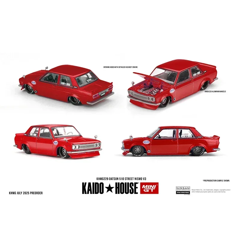 Prevendita Kaido House 229 1:64 Datsun 510 Street Nismo V3 Cappuccio apribile Diecast Modello di auto KHMG MINIGT