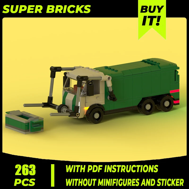 City Cars Model Moc Building Blocks Garbage Truck Model Technology Brick DIY Assembly Construction Toy Holiday Birthday Gifts