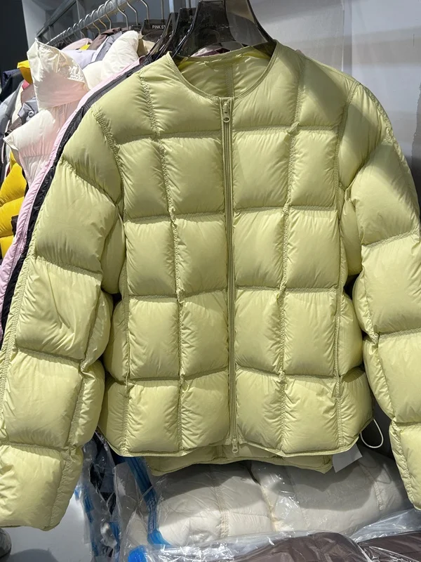 

Thiened Warm Cotton Jaet Women's Large Size round Ne Pure Color Retro Sle Faionable Senior Reduction High-End Feeling