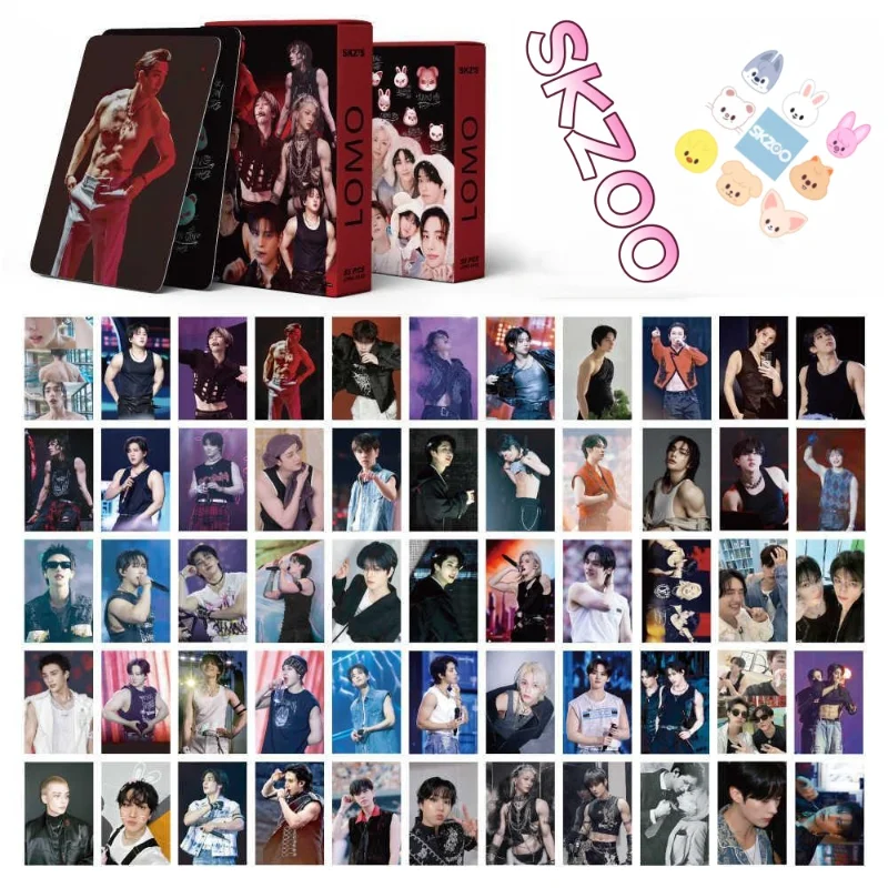 

SKZOO Anime Peripheral Straykids Sexy Muscle Photo Cards Homemade Collection 55 Boxed Postcards Small Cards