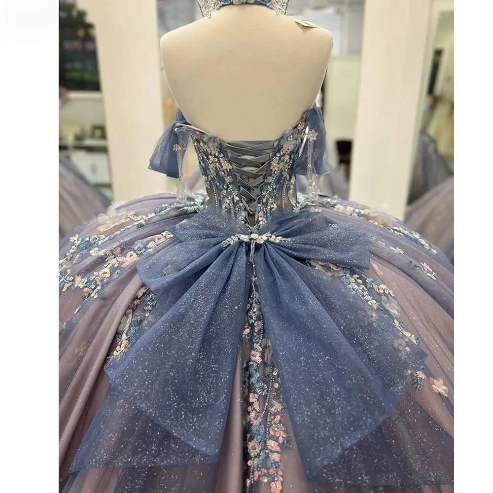 فساتين Charro Quinceanera الأزهار ثوب الكرة قبالة الكتف يزين المكسيكي الحلو 16 فساتين 15 Anos مخصصة