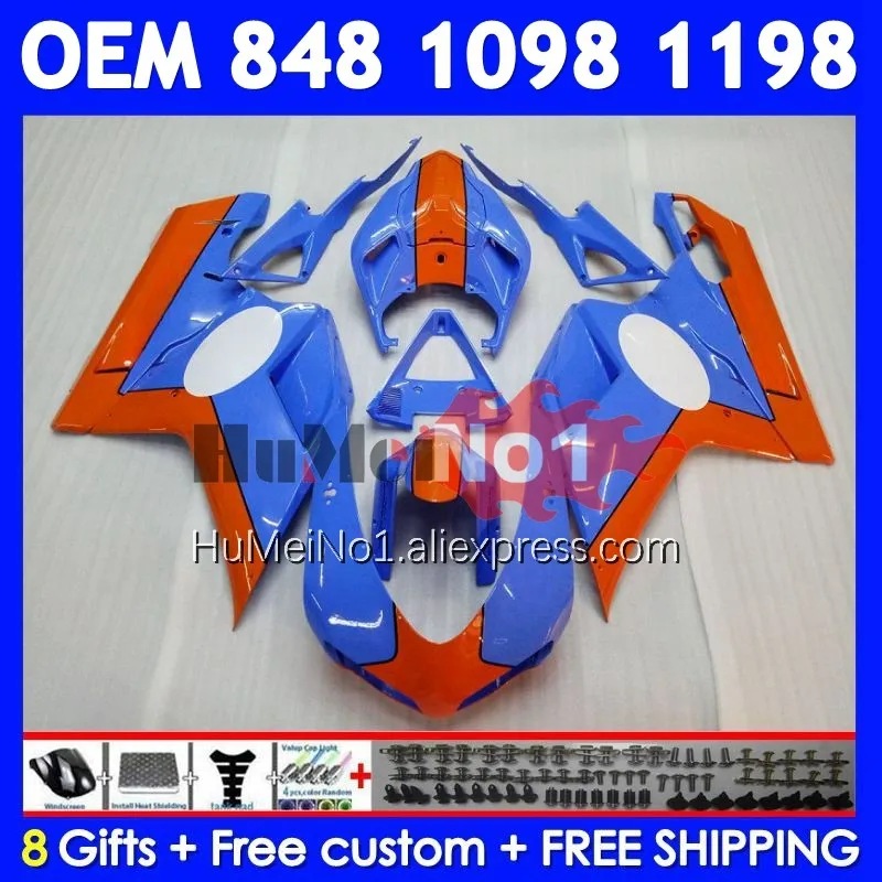 Orange blue Injection For DUCATI 848 1098 1198 S R 07 08 09 10 11 12 300No.15 848S 1198S 2007 2008 2009 2010 2011 2012 Fairing