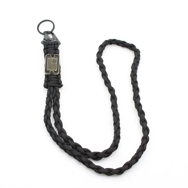 Paracord Keychain 7 core USA Flag Alloy Buckle Carabiner Clip Braided Lanyard Utility Ring Hook for Men Military Veterans