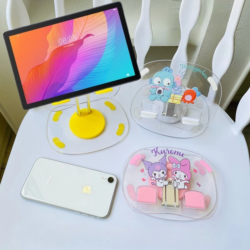 Anime Sanrio Hangyodon Hello Kitty Tablet Bracket Cinnamoroll Cartoon Large Desktop Tablet Fold Support Frame Cute Girly Heart