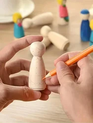 NANA Natural Color Unfinished Wood Peg Dolls Women Men Wooden Peg Dolls Arts and Crafts Home Nursery Decoration 35-120mm