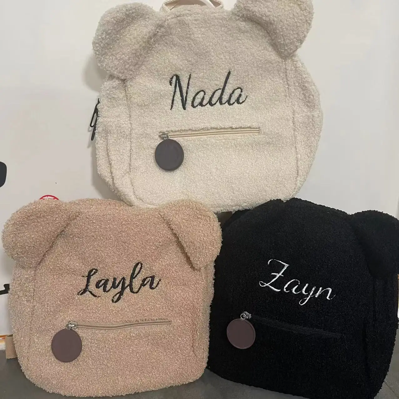 Personalized Bear Backpack, Lightweight Plush Children Bag, Outdoor Travel Bag, Embroidered Cute Bear Bag, Custom Name Gift Bag