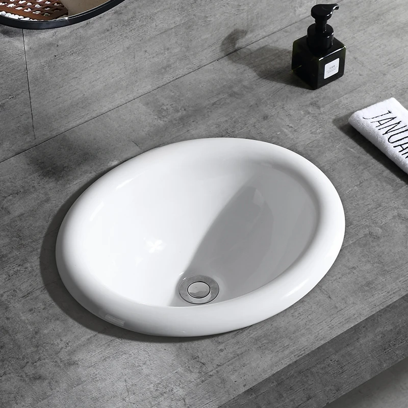 

Semi-embedded oval square basin in the middle of the table basin basin under the table ceramic basin