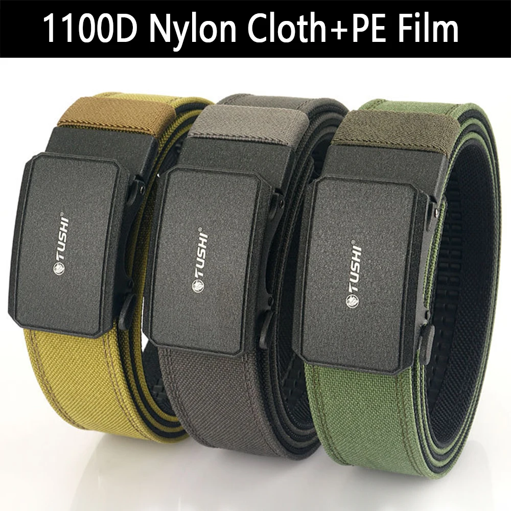 TUSBottles-Ceinture de odoren nylon rigide pour hommes, ceinture militaire robuste, structure automatique en métal, ceinture extérieure, accessoires IPSC, nouveau