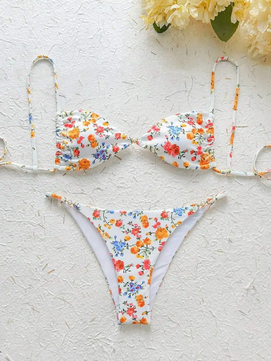 

Women Floral Print Bikini Set Two Piece Swimsuit Summer Beach Wear