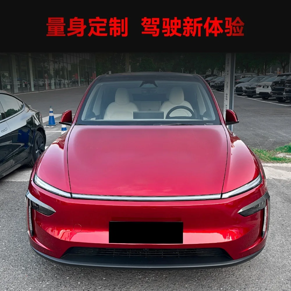 For Tesla Model Y (Refreshed) 2024+, Front Air Vent / Air Knife Exterior Sticker Sporty Trim, Aerodynamic Accent, Direct Fit.