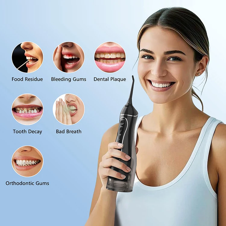 

Yunchi Water Dental Flosser Зубочистка Портативный беспроводной ирригатор для полости рта 4 режима 300 мл Перезаряжаемый очиститель для путешествий и орошения