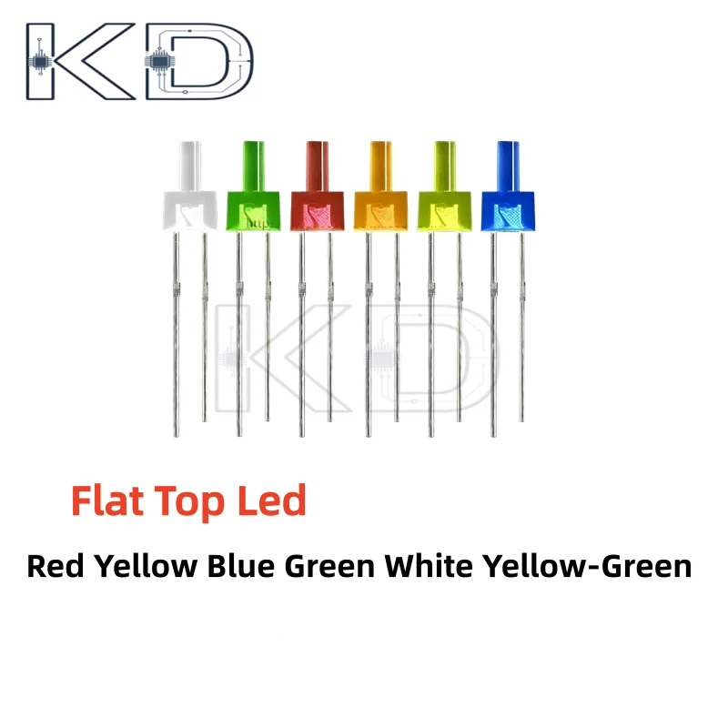 20pcs Multicolor 2mm Flat Top Led Diffused/Water Clear Red Yellow Blue Green White Orange LED Light Lamp