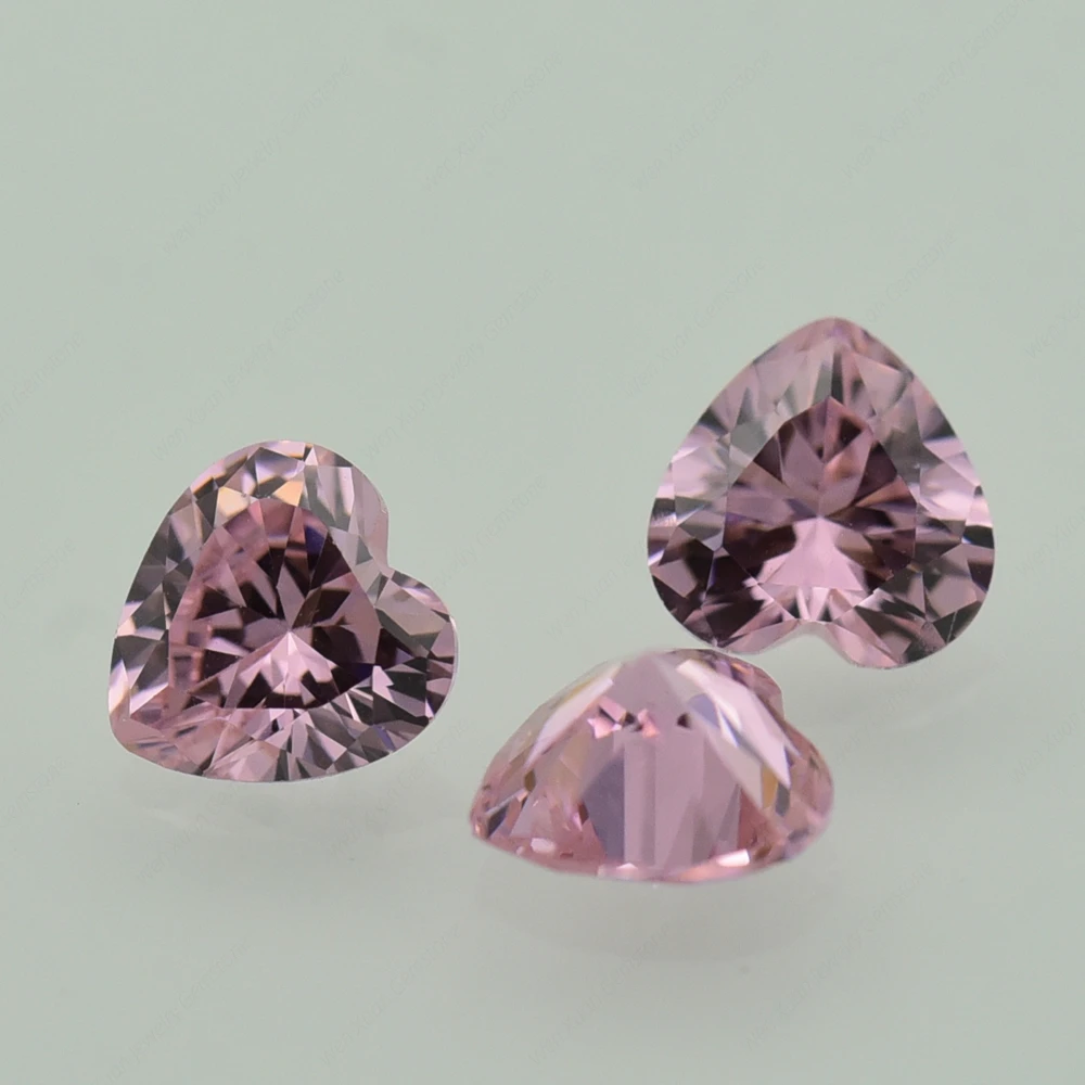 Cubic Zirconia Loose CZ Stone Heart Cut Pink 3x3-14x14mm Synthetic Gems High Quality DIY for Jewelry