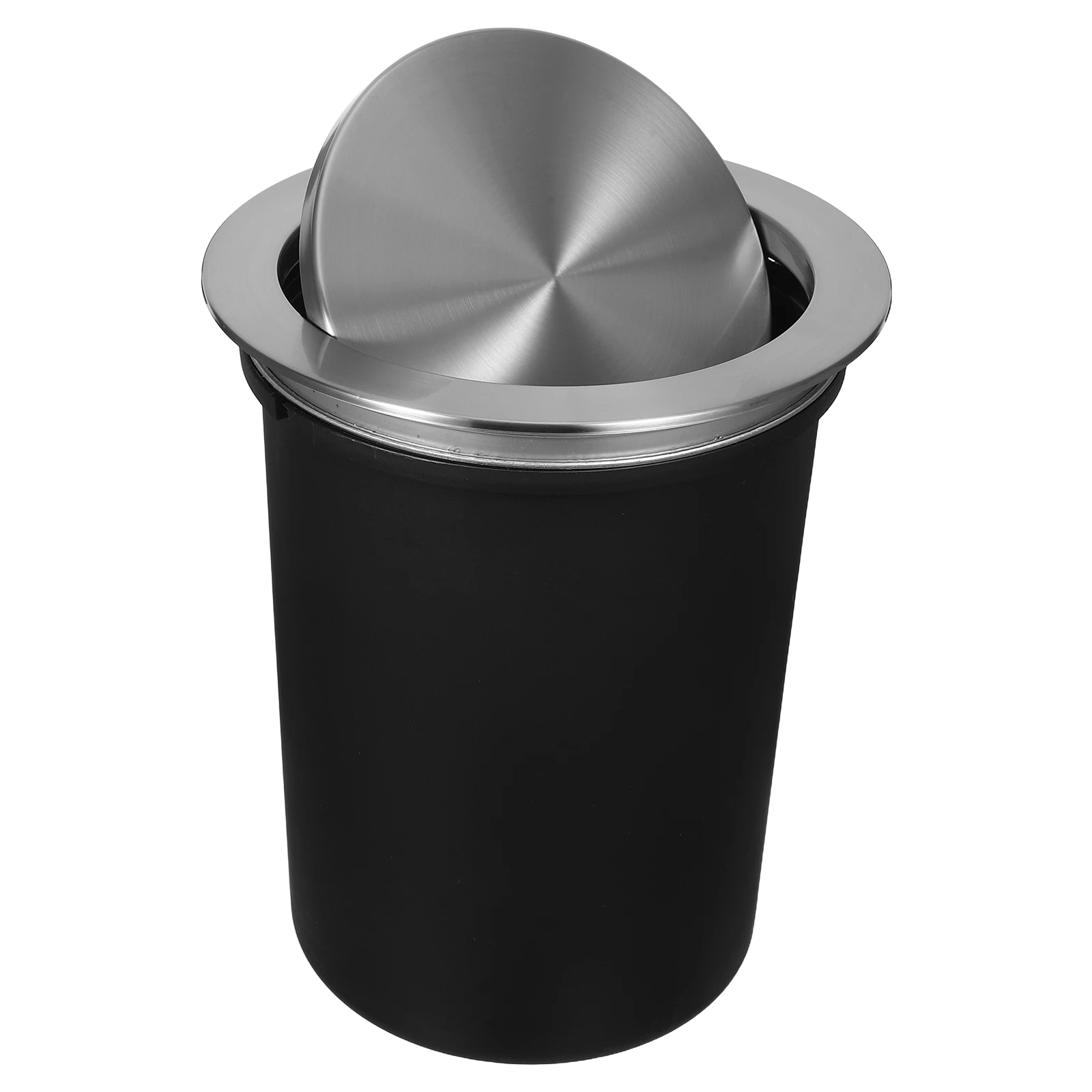 

1 Set Countertop Trash Can Stainless Steel Embedded Design Waste Bin With Lid Small Flip-top Kitchen Trash Cans For Home