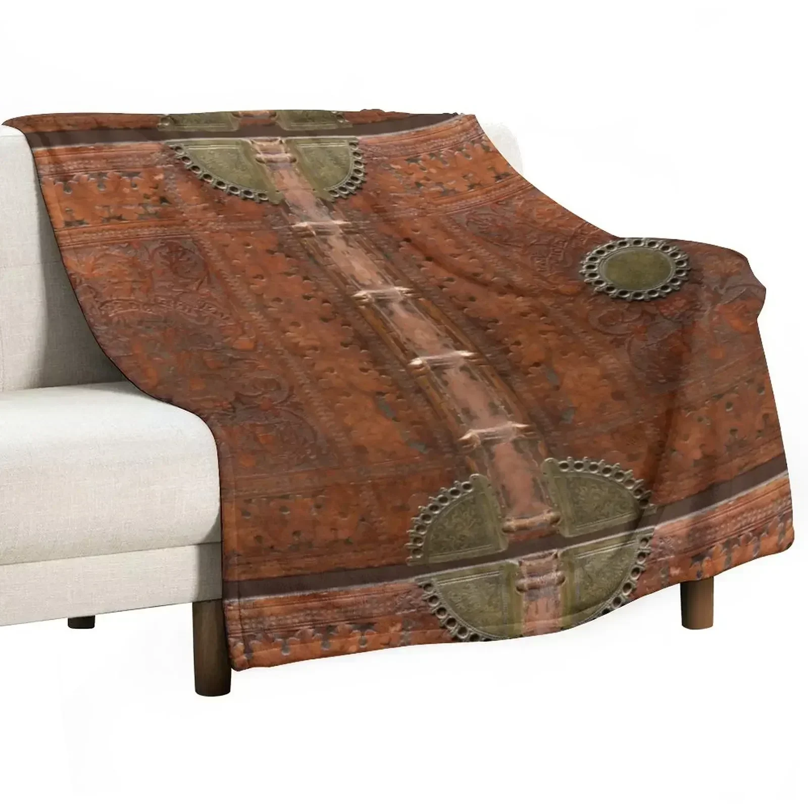 Ancient leather & brass book cover, Nuremberg 1477 Throw Blanket Blankets For Bed Thin Vintage Nap Bed Fashionable Blankets