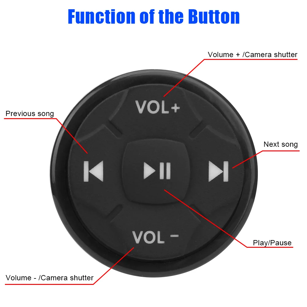 For Android IOS Car Steering Wheel 5 Keys Media Volume Button Remote Control Button Wireless Bluetooth