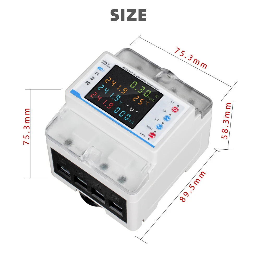 For Appliance Safety for protection 3 Phase Wifi Energy Meter WiFi Energy Monitoring Device Energy Meter Modular Production