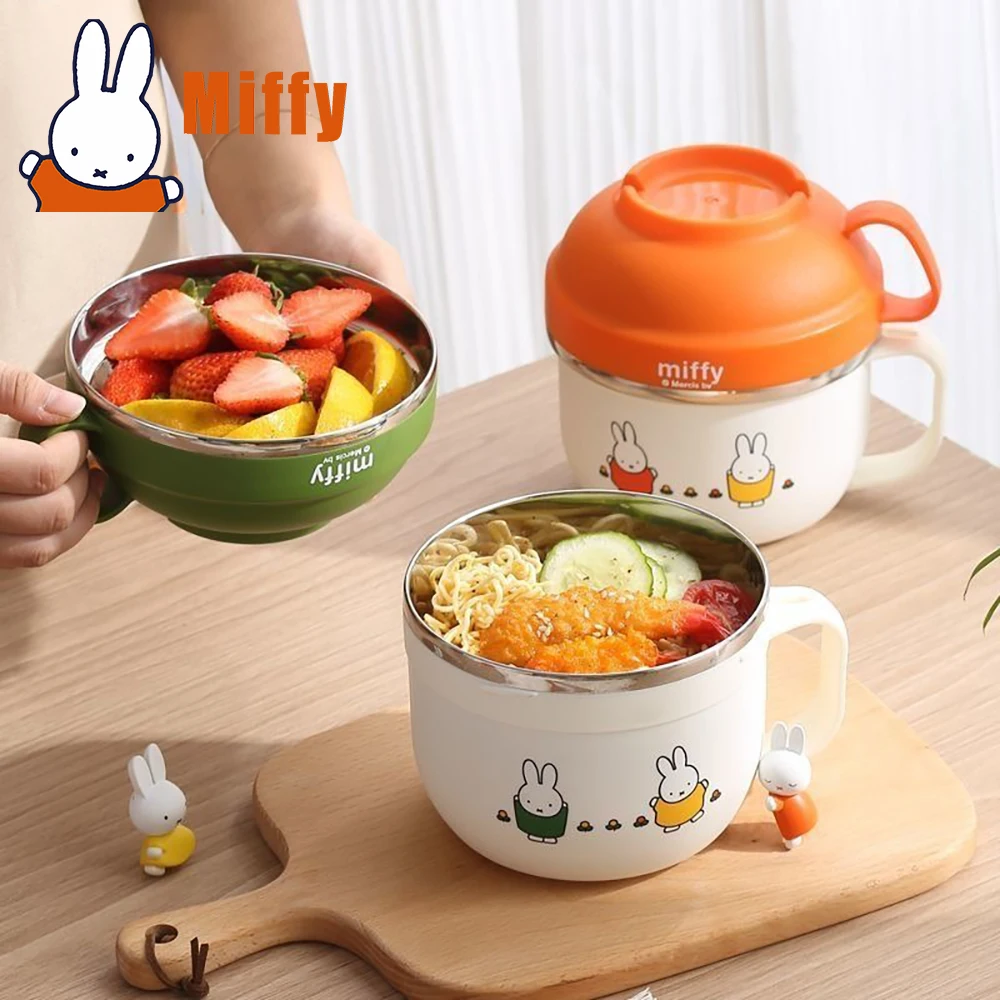

Kawaii Miffy Insulated Bowl Noodle Bowl Cute Lunch Container 304 Stainless Steel Anti-Scald Dorm Student Office Girl Gift