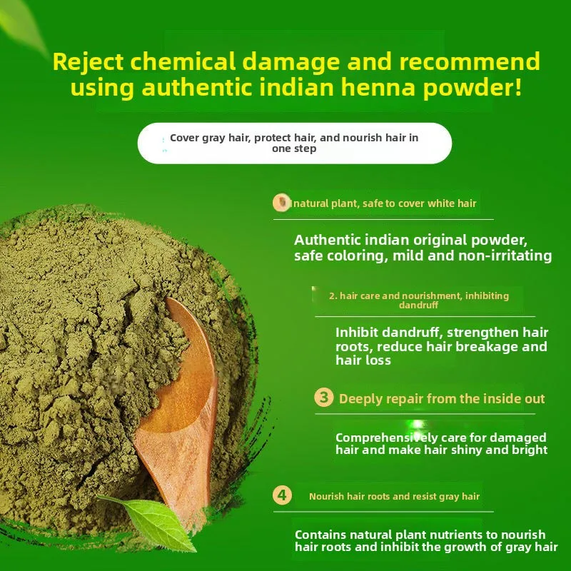 250g/500g Natural Pure Plant Henna Hair Dye To Cover White Hair Nourishing Chestnut Brown Coffee Color Black Indigo Powder Tool