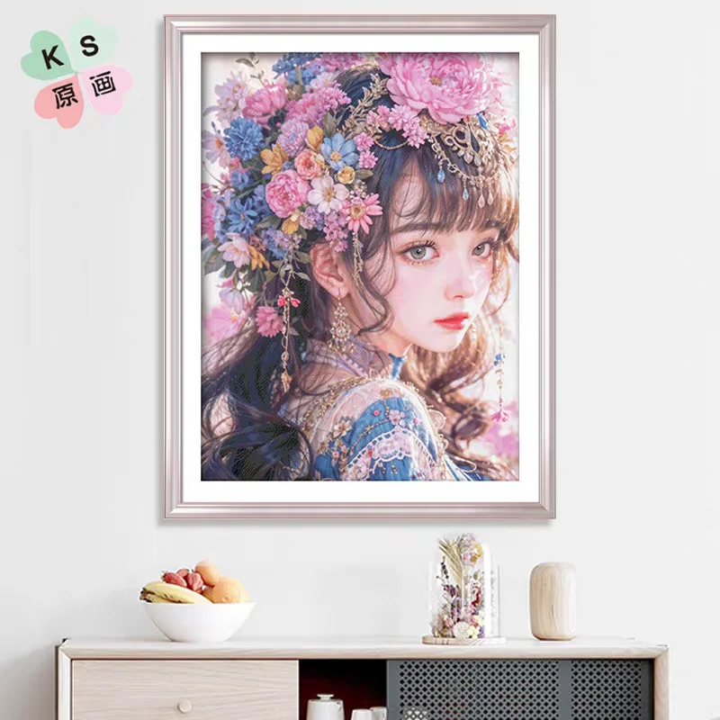 ks cross stitch 2024 new modern living room bedroom hanging picture semi-finished characters embroidery embroidery shaohua