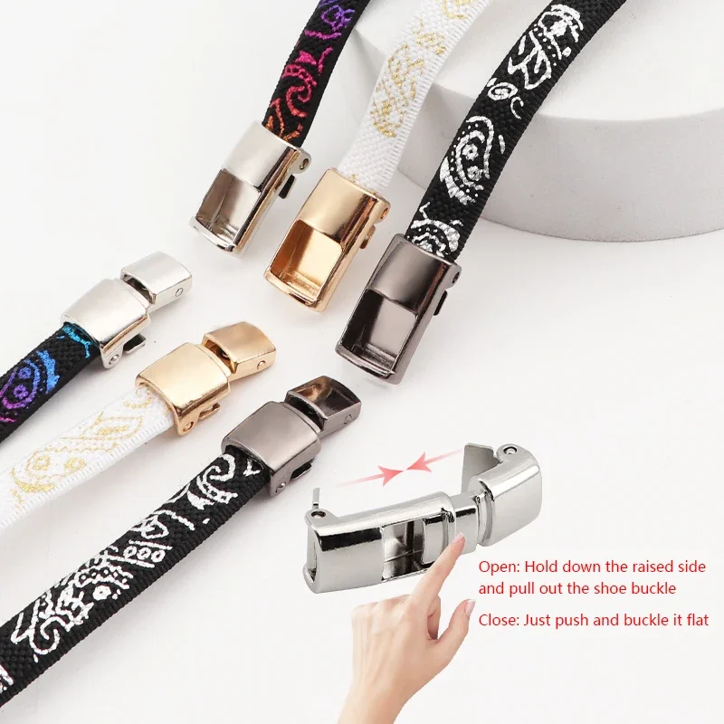 Elastic Shoe Laces Flat with Press Metal Lock For Sneakers Colorful Shoelaces Without Ties Convenient For All Ages Lazy Shoelace