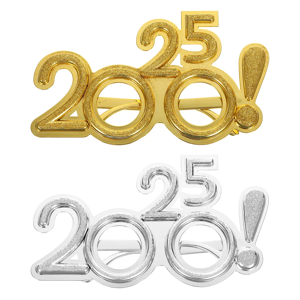 

2 Pcs Funny Glasses Happy New Year Plastic Eve Eyeglasses 2025 Sunglasses Photo