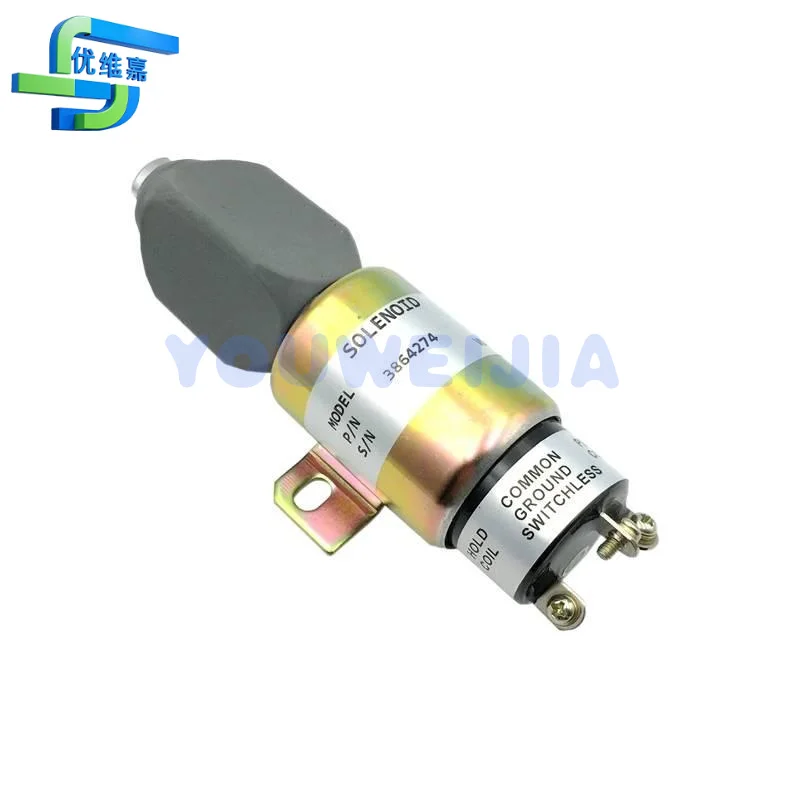Diesel Engine Fuel Shutdown Stop Solenoid, Cummins OEM, 3864274, 1751-2467UIBIS5A, SA-3766T, 1700-2536, SA-3933-24