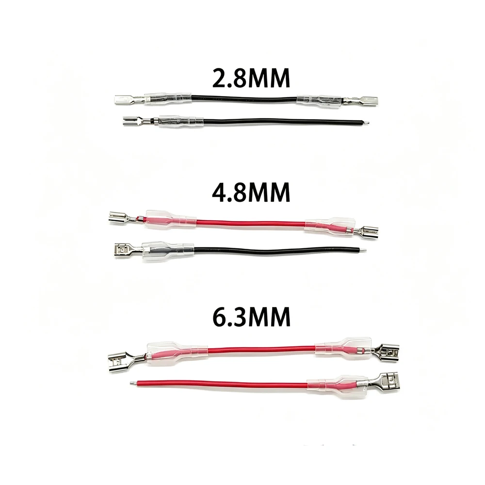 50pcs Small Switch Spring Wire 2.8/4.8/6.3 Single/Double Battery Spring Plug with Wire Cold Pressed Terminal Block 1015 # 22AWG