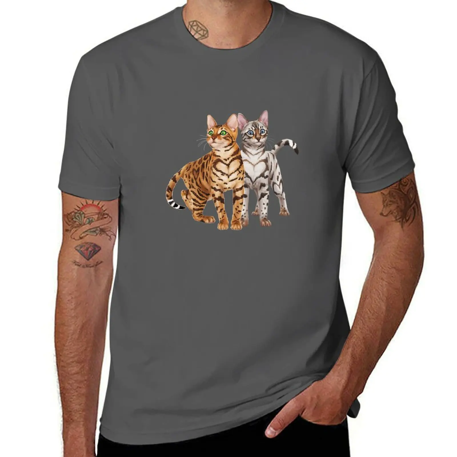 Bengal and Bengal Premium Rosette Cat Snow Cats Buddies! T-Shirt Soft Anti-Shrink Cotton Tee