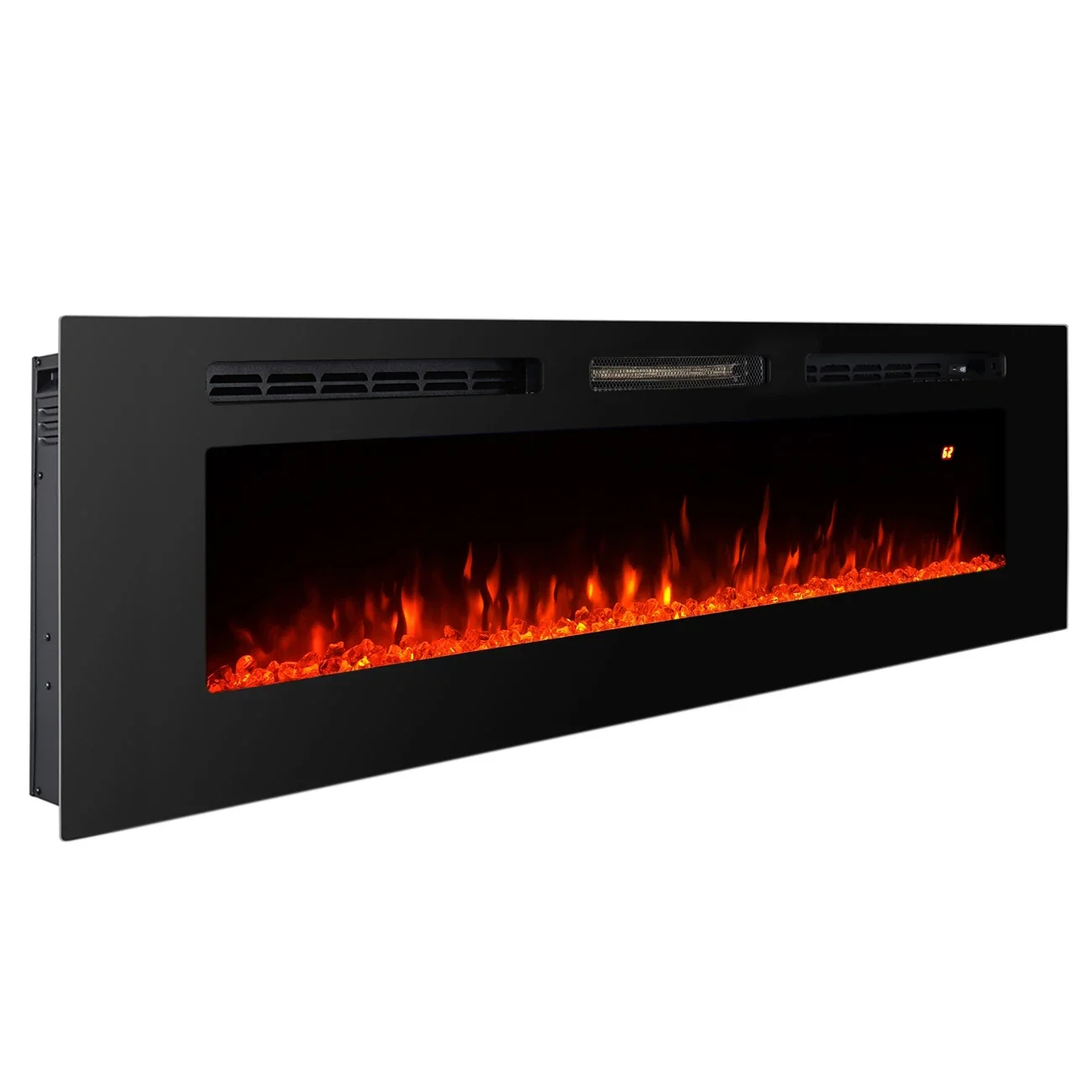60" modern  artificial flame wall mounted electric fireplace insert indoor remote control
