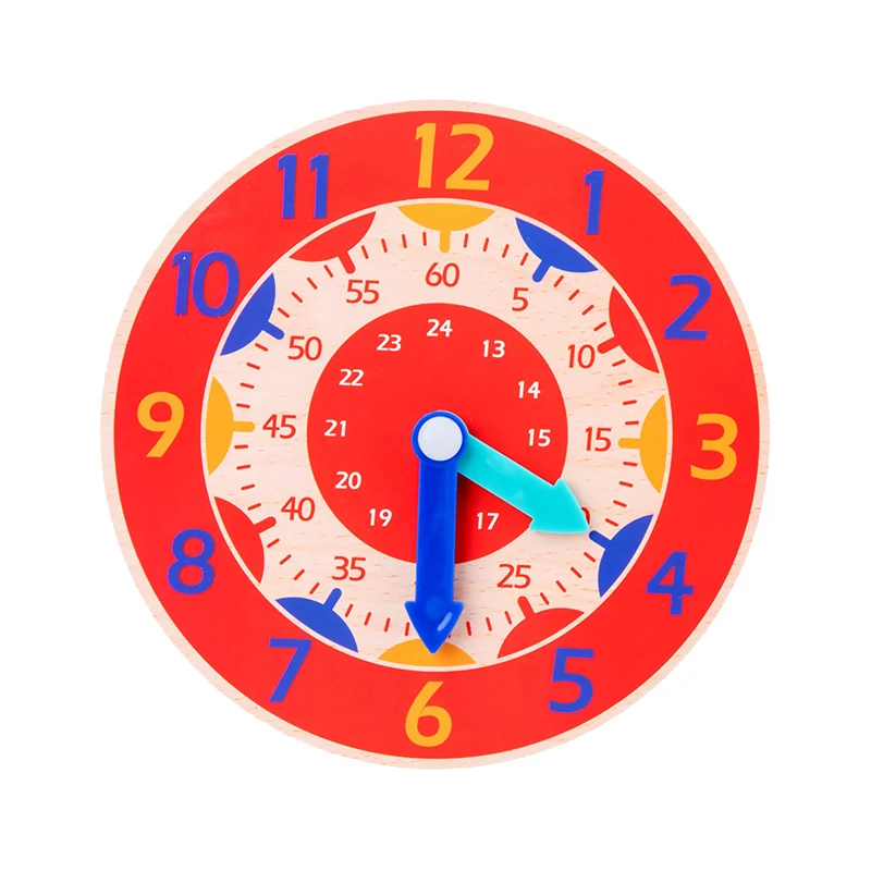 Horloge en Bois Montessori pour Enfant, Jouet d\'ApprentiCumbria du Temps, Fuchsia, Aide à l\'École Primaire