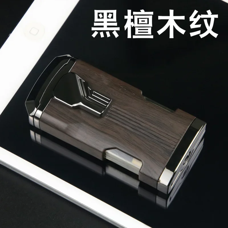 2027 Personalized Cigar Three-way Lighter with Visible Transom, Large Power Gas, Blue Flame Lighter, Smoking Accessories for Men