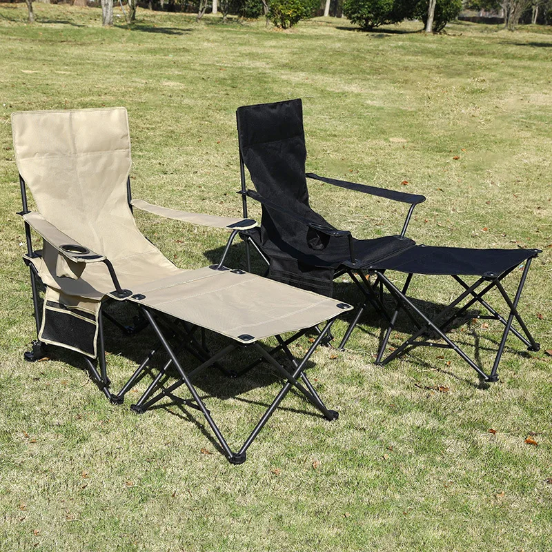 Dual-purpose portable metal folding armchair outdoor camping foot fishing lunch break reclining chair