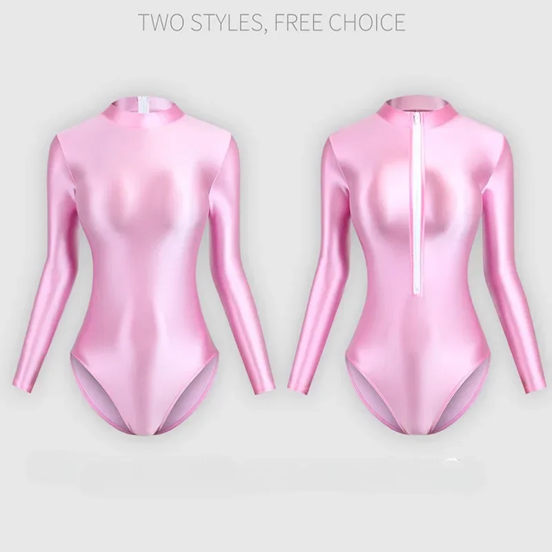 

customized gymnastics leotards for girls tight ballet jumpsuit silky glossy high slit one-piece swimsuit women's bodysuit tutu