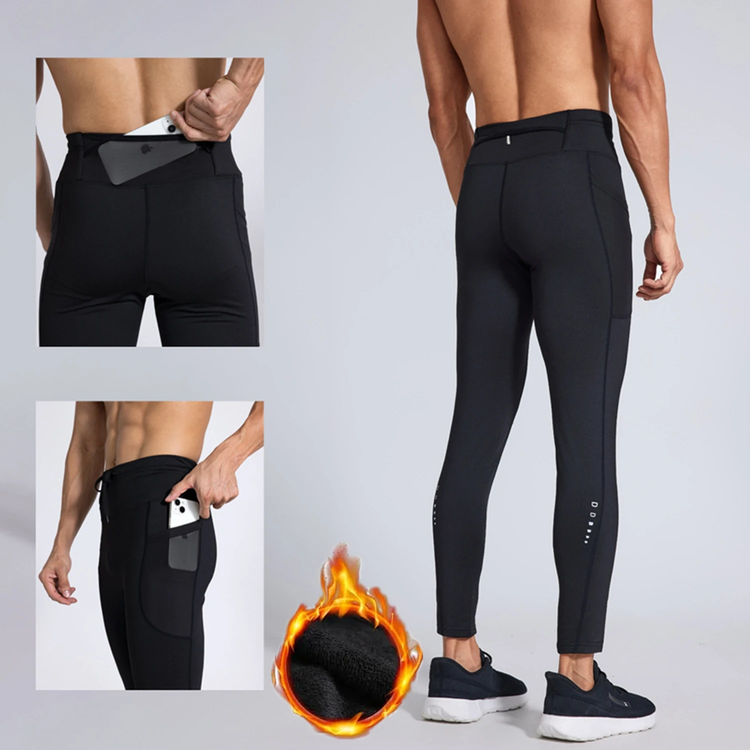 Men Women Winter Warm Thicken Velvet Running Pants Leggings Outdoor Sport Gym Fitness Yoga Basketball Cycling Hiking Long Tights