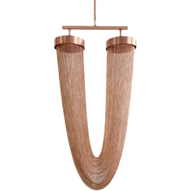 

Designer stainless steel chandelier, lustre, ceiling tassel pendant lamp, living room, kitchen hanging lighting, light luxury