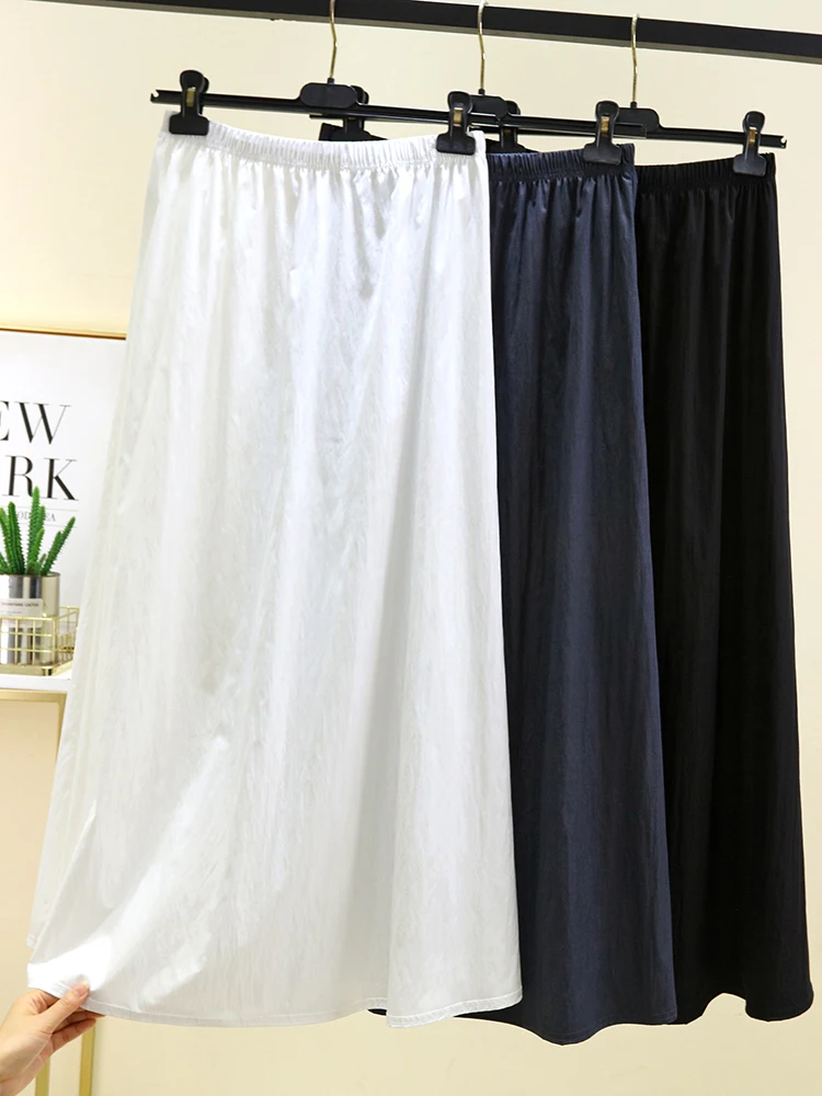 Modal Long Skirt Women's Summer Thin A-Line Midi Dr Loose Slimming Bla Pure Color Ankle-Length Casual Skirts