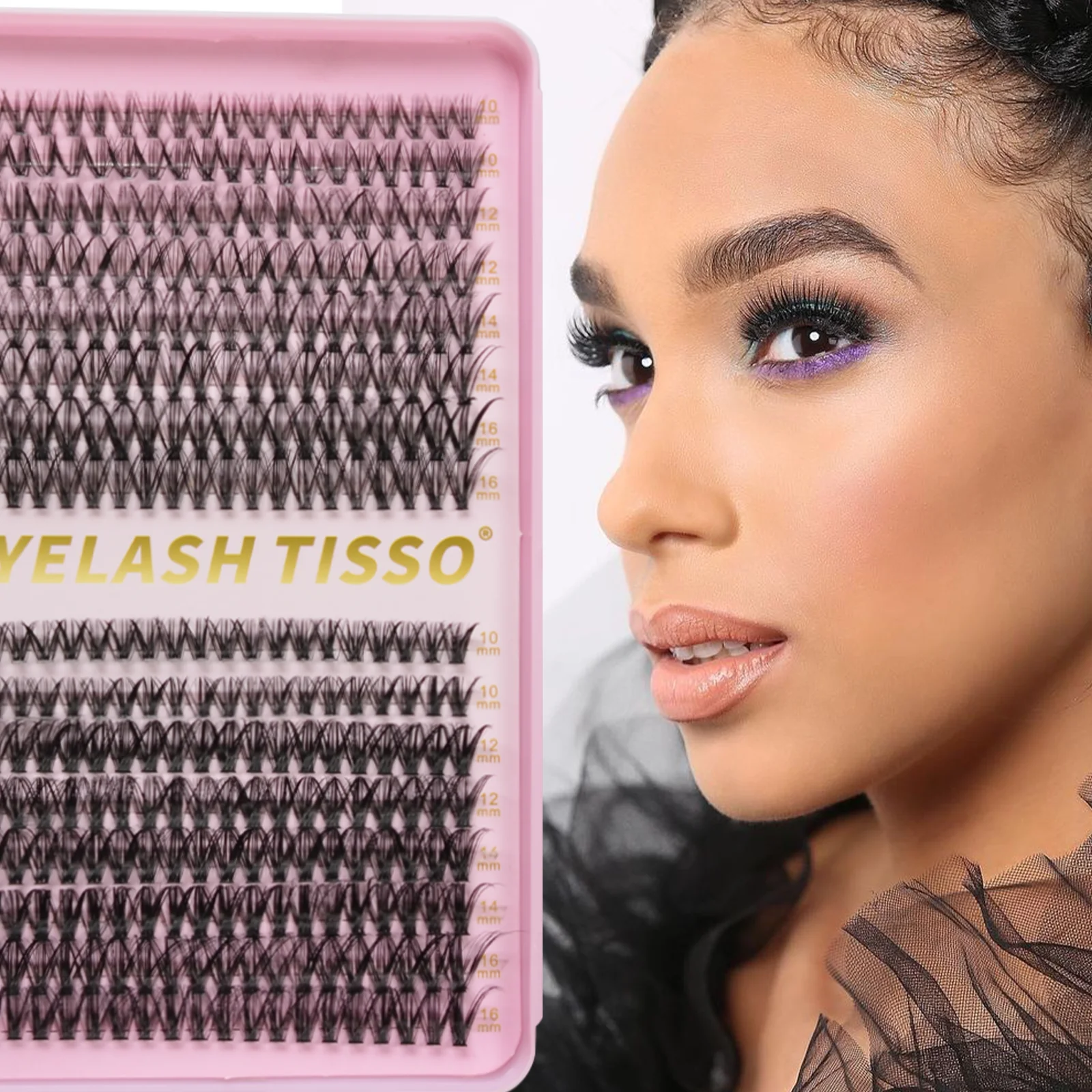 32 Reihen Mix Cluster Wimpern mit Bindung und Pinzette Make-up-Tools DIY Wimpernverlängerungsset für Wimpern Wasserdichtes Wimpernset dick