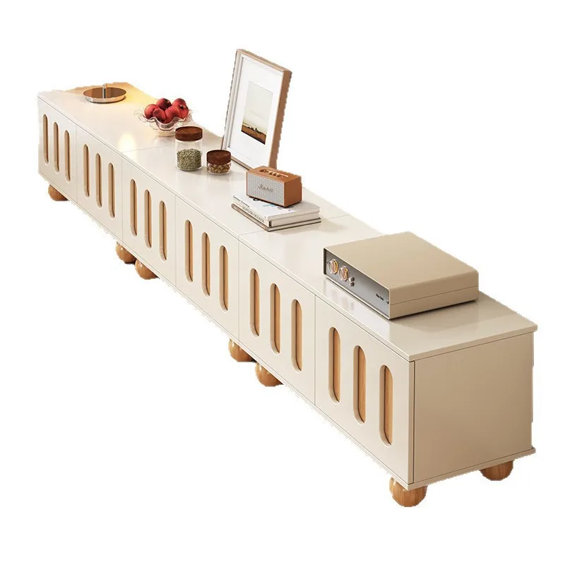 LH solid wood TV cabinet Floor-to-ceiling solid wood living room cream wind storage integrated TV cabinet