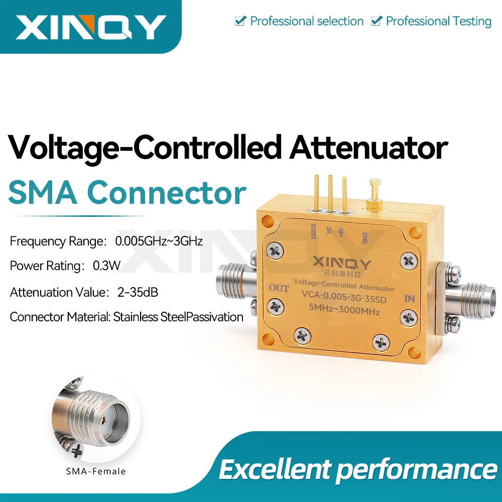 XINQY 0.005-3GHz RF Voltage Controlled Attenuator Wideband Attenuation P/L Band Voltage Control Attenuator