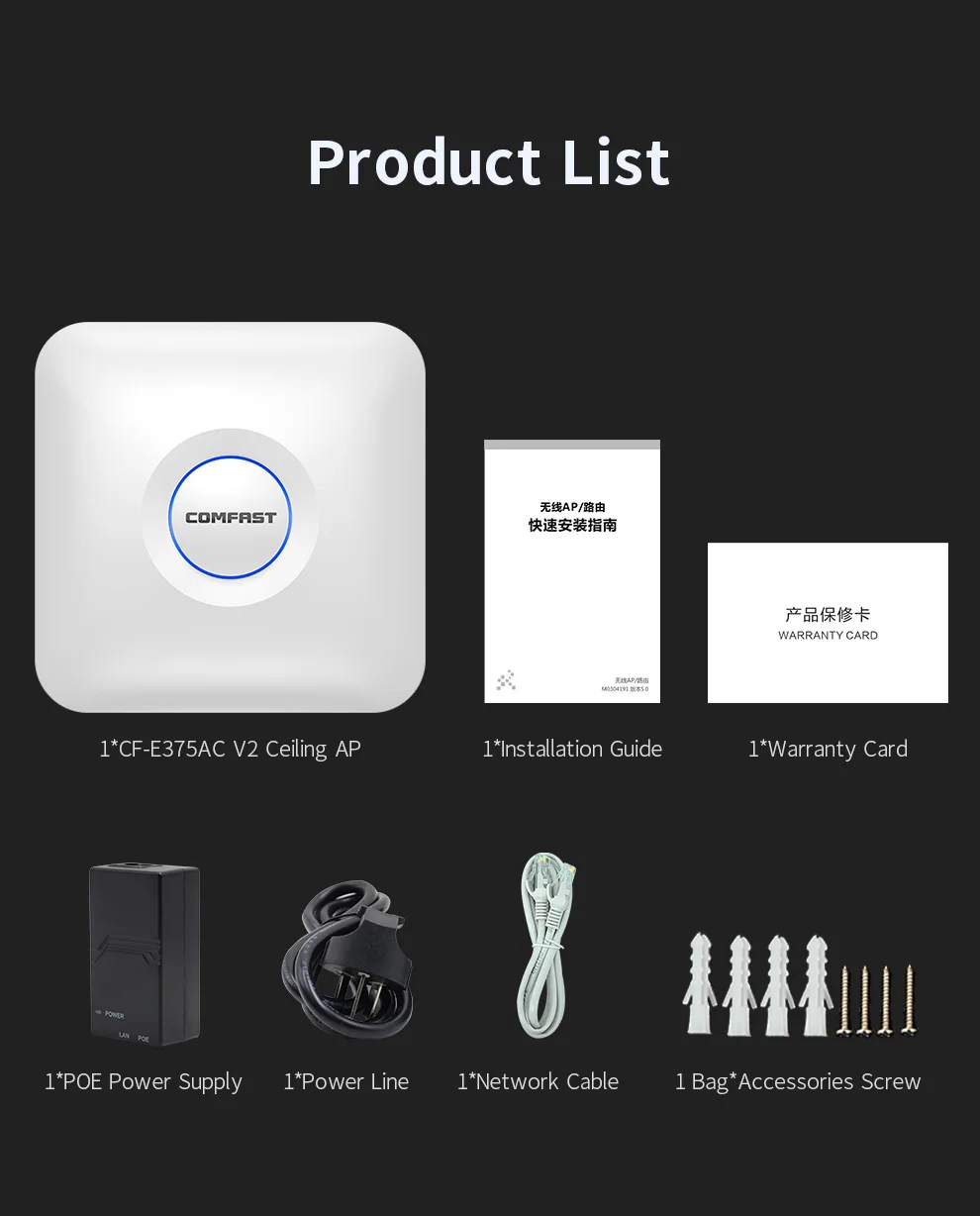 48 В POE Точка доступа мощности 1300 Мбит/с Потолочная точка доступа двухдиапазонный беспроводной маршрутизатор 2,4 и 5,8 с гигабитным портом RJ45 Усилитель сигнала Wi-Fi