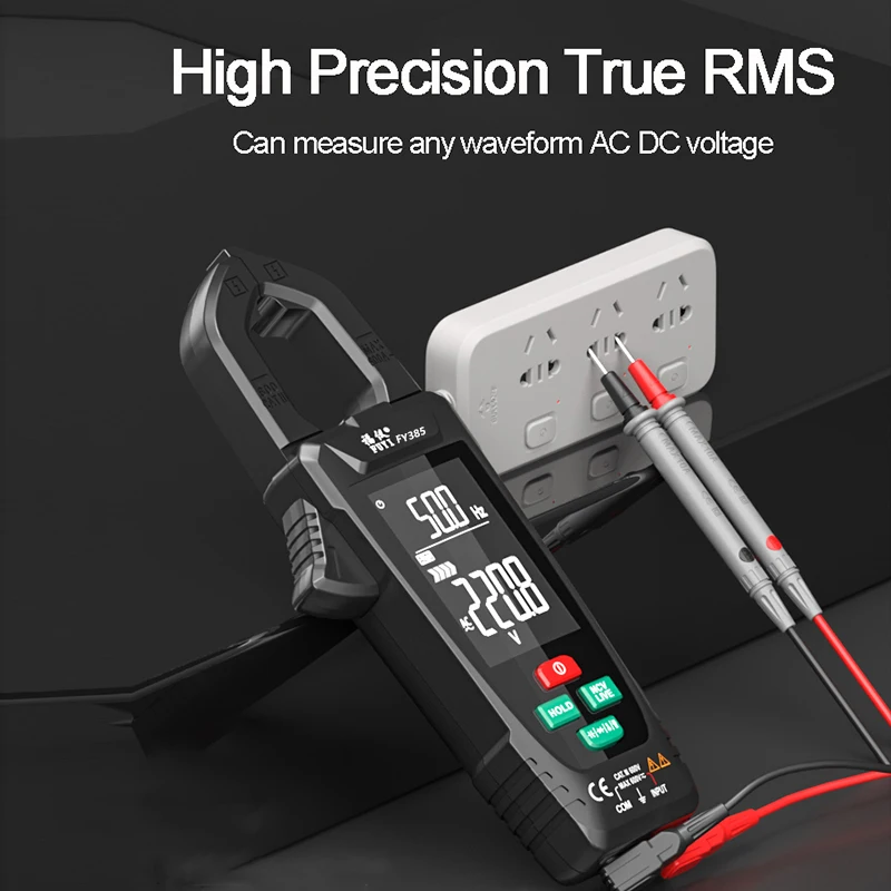 FY385 Clamp Meter Digital Multimeter DC/AC Current 9999 Counts Ammeter Voltage Tester Car Amp Hz Capacitance NCV Ohm Tester