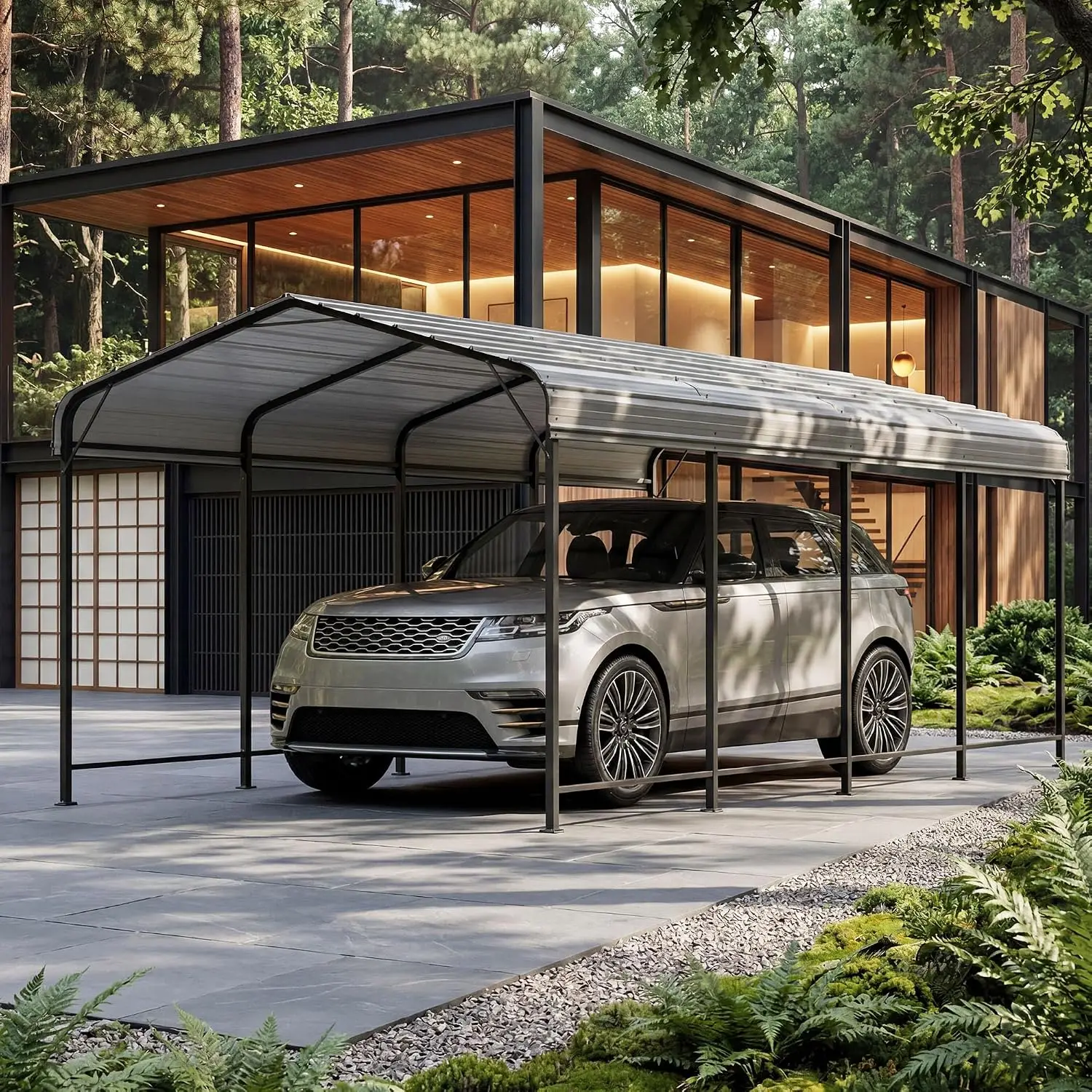 10x20 FT Heavy Duty Metal Carport, Galvanized Steel Roof All Weather Garage Canopy, Waterproof, Windproof, Outdoor, Customized