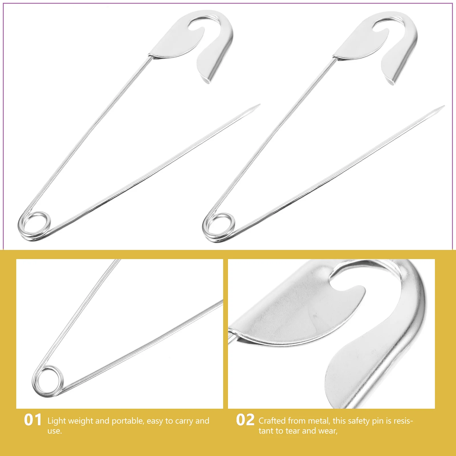 

5Pcs Large Safety Pins Metal Heavy Duty for Laundry Clothes Fastening Basting Quilting Fabric Crafts Dry Cleaning Shop Use