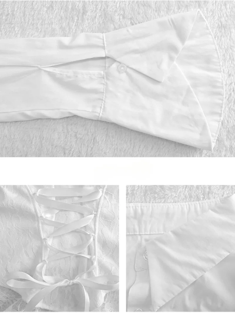 French Style Shirts Women Design Hotsweet Back Bandage Flattering Waist Slim Solid Flare Sleeve Tops Sexy Hot Girls Trendy Ins